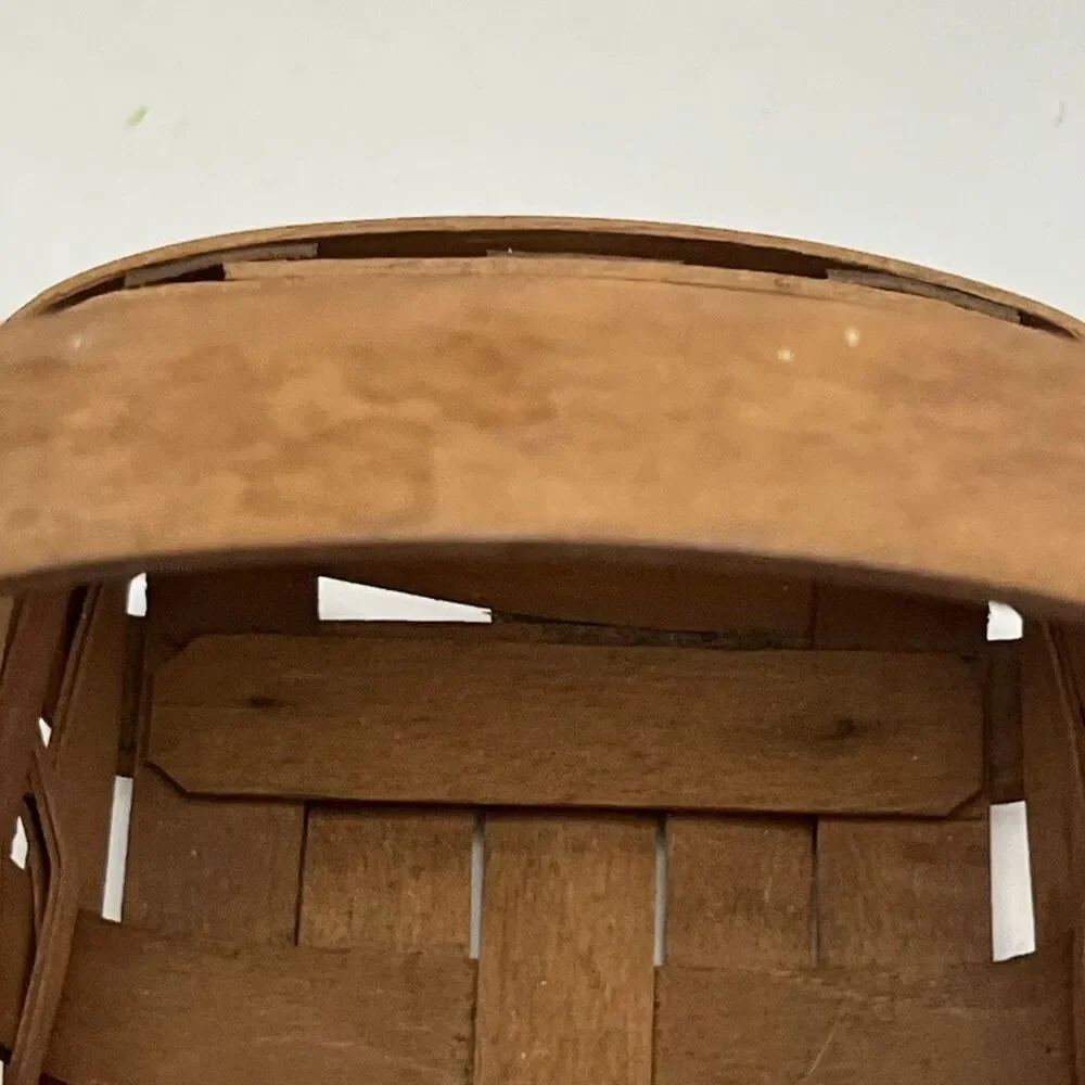 Longaberger Brown 1991 Small Square‎ Handwoven Basket With Handle
